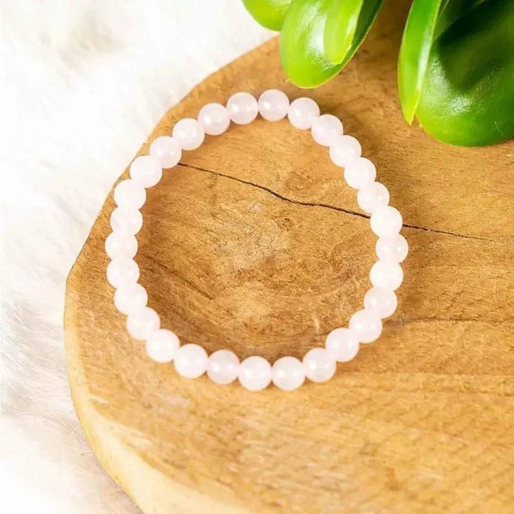 6mm ROSE QUARTZ BEADED BRACELET THE STONE OF LOVE AND PEACE WITH LOVING ENERGY 💗 - Picture 2 of 6